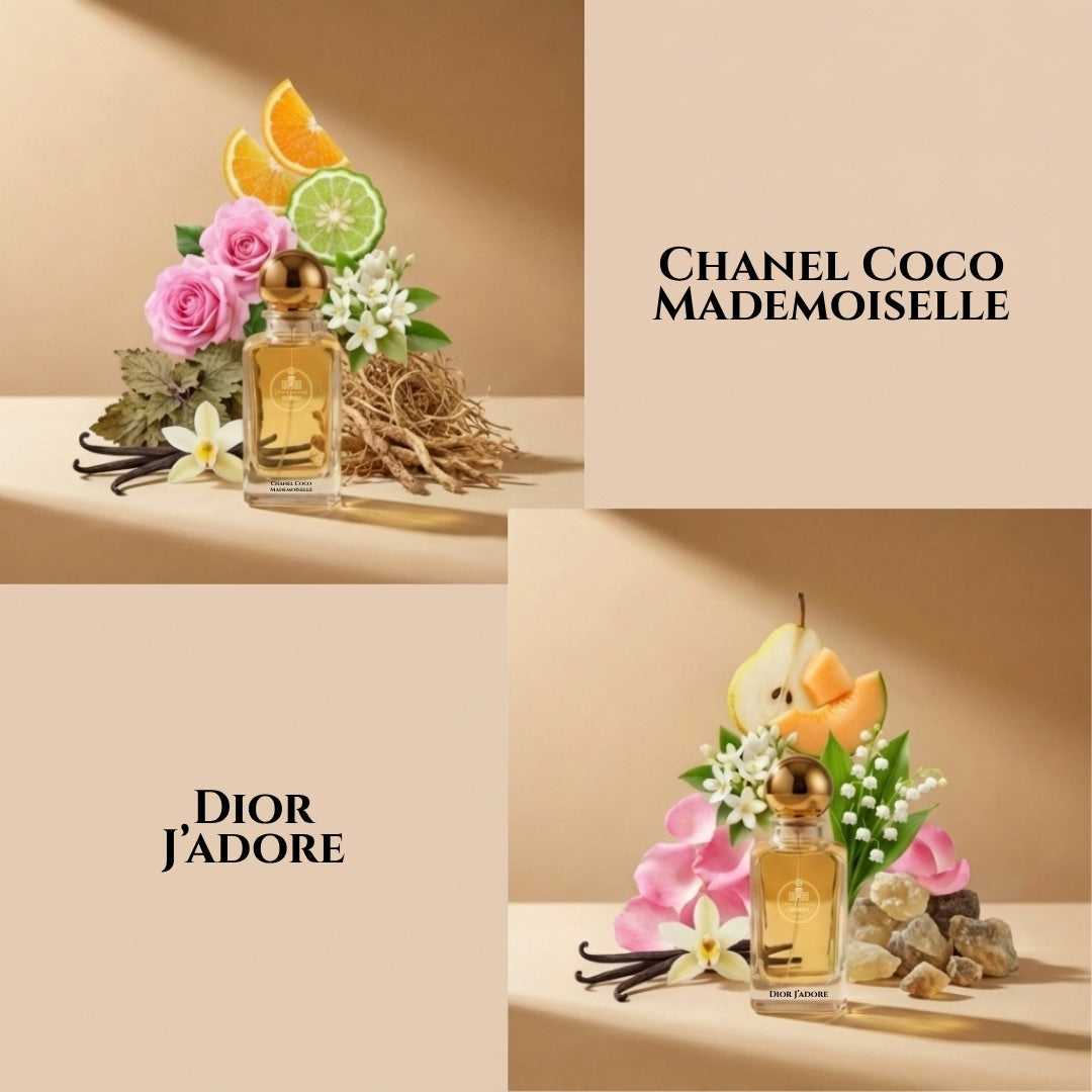 Chanel Coco Mademoiselle and Dior J'adore by Haus Of Jawhar lifestyle collection.