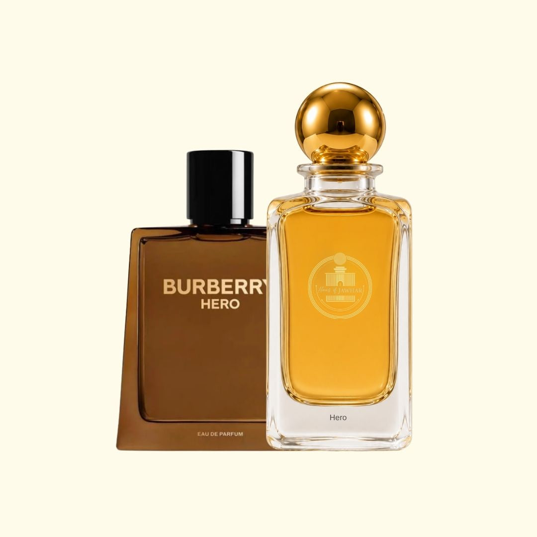 Haus Of Jawhar Burberry Hero perfume bottle with Burberry Hero fragrance reference.