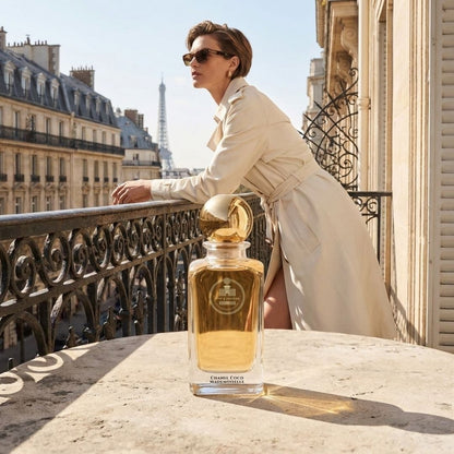 Haus Of Jawhar Chanel Coco Mademoiselle perfume bottle in a luxury lifestyle setting.