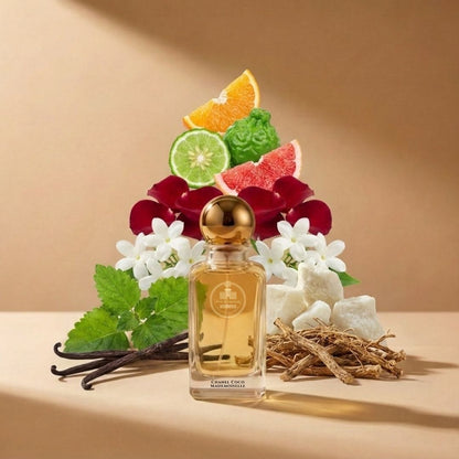 Haus Of Jawhar Chanel Coco Mademoiselle perfume bottle with orange, rose, patchouli and vanilla fragrance notes.