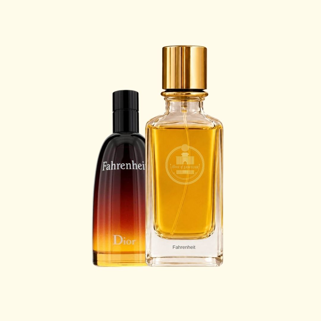 Haus Of Jawhar Dior Fahrenheit perfume bottle with Dior Fahrenheit fragrance reference.