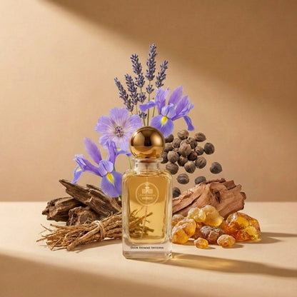 Haus Of Jawhar Dior Homme Intense perfume bottle with iris, lavender, pear and cedarwood fragrance notes.