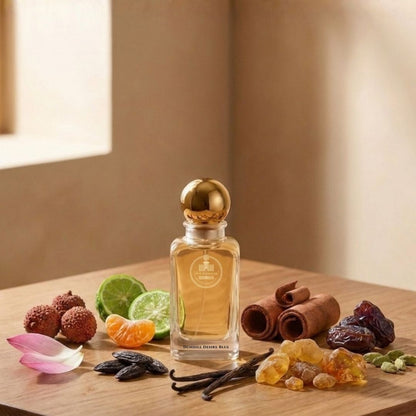 Haus Of Jawhar Dunhill Blue perfume bottle with lychee, mandarin orange, lotus and amber fragrance notes.