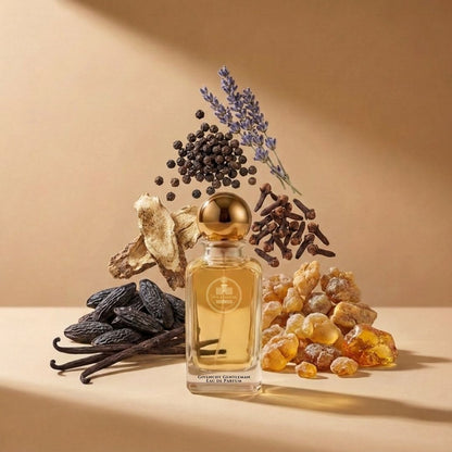 Haus Of Jawhar Givenchy Gentleman perfume bottle with black pepper, iris, patchouli and vanilla fragrance notes.