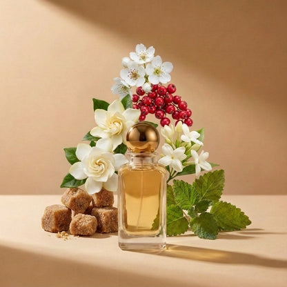 Haus Of Jawhar Gucci Flora perfume bottle with peony, rose, citrus and sandalwood fragrance notes.