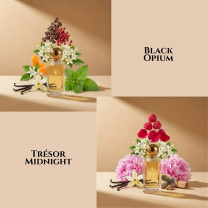 Black Opium and Trésor Midnight fragrance comparison by Haus Of Jawhar.