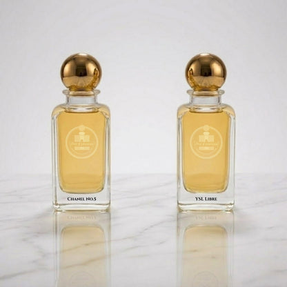 Chanel No.5 and YSL Libre parfum bottles by Haus Of Jawhar.