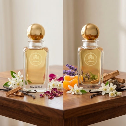 Chanel No.5 and YSL Libre fragrance notes by Haus Of Jawhar.