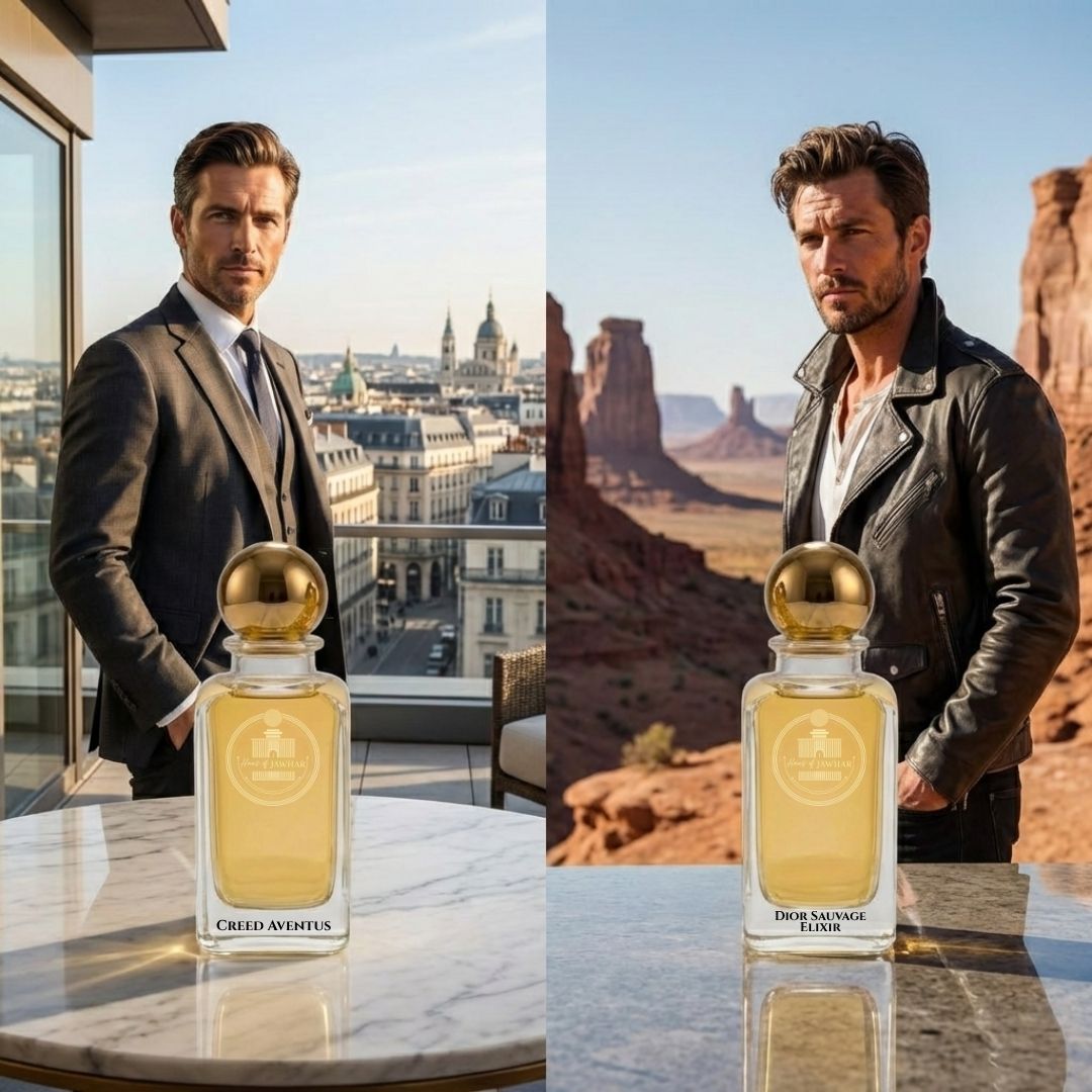 Creed Aventus and Dior Sauvage Elixir lifestyle collection by Haus Of Jawhar.