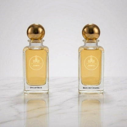 Haus Of Jawhar Dylan Blue and Bleu de Chanel fragrance bottles.