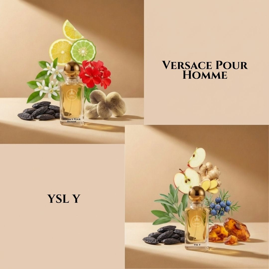 Haus Of Jawhar Versace Pour Homme and YSL Y fragrance comparison.