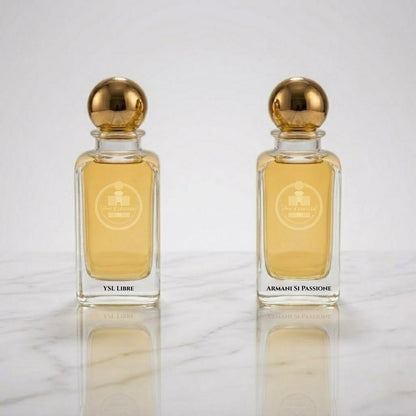 YSL Libre and Armani Si Passione parfum bottles by Haus Of Jawhar.