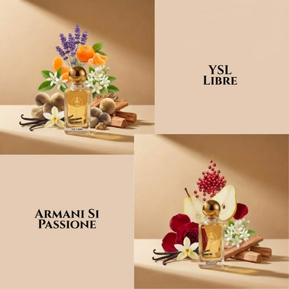 YSL Libre and Armani Si Passione fragrance comparison by Haus Of Jawhar.