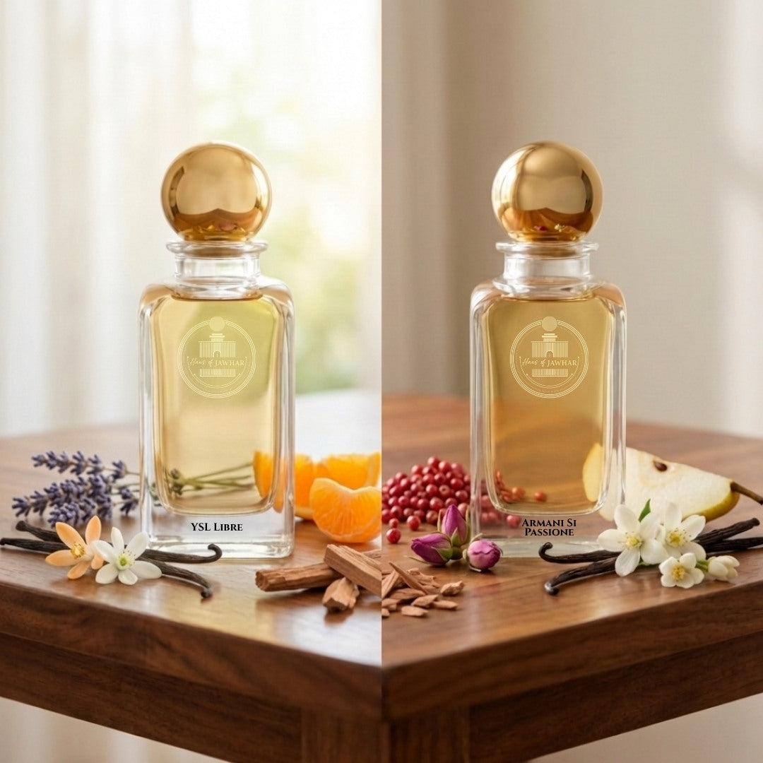YSL Libre and Armani Si Passione fragrance notes by Haus Of Jawhar.
