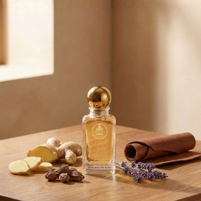 Haus Of Jawhar Hugo Boss The Scent perfume bottle with ginger, maninka fruit, lavender and leather fragrance notes.