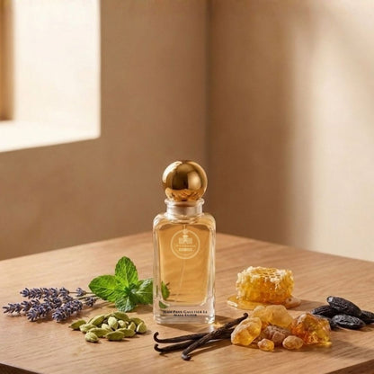 Haus Of Jawhar Jean Paul Gaultier Le Male Elixir perfume bottle with lavender, honey, tonka bean and vanilla fragrance notes.