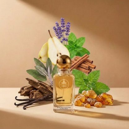 Haus Of Jawhar Jean Paul Gaultier Ultra Male perfume bottle with pear, lavender, cinnamon and vanilla fragrance notes.
