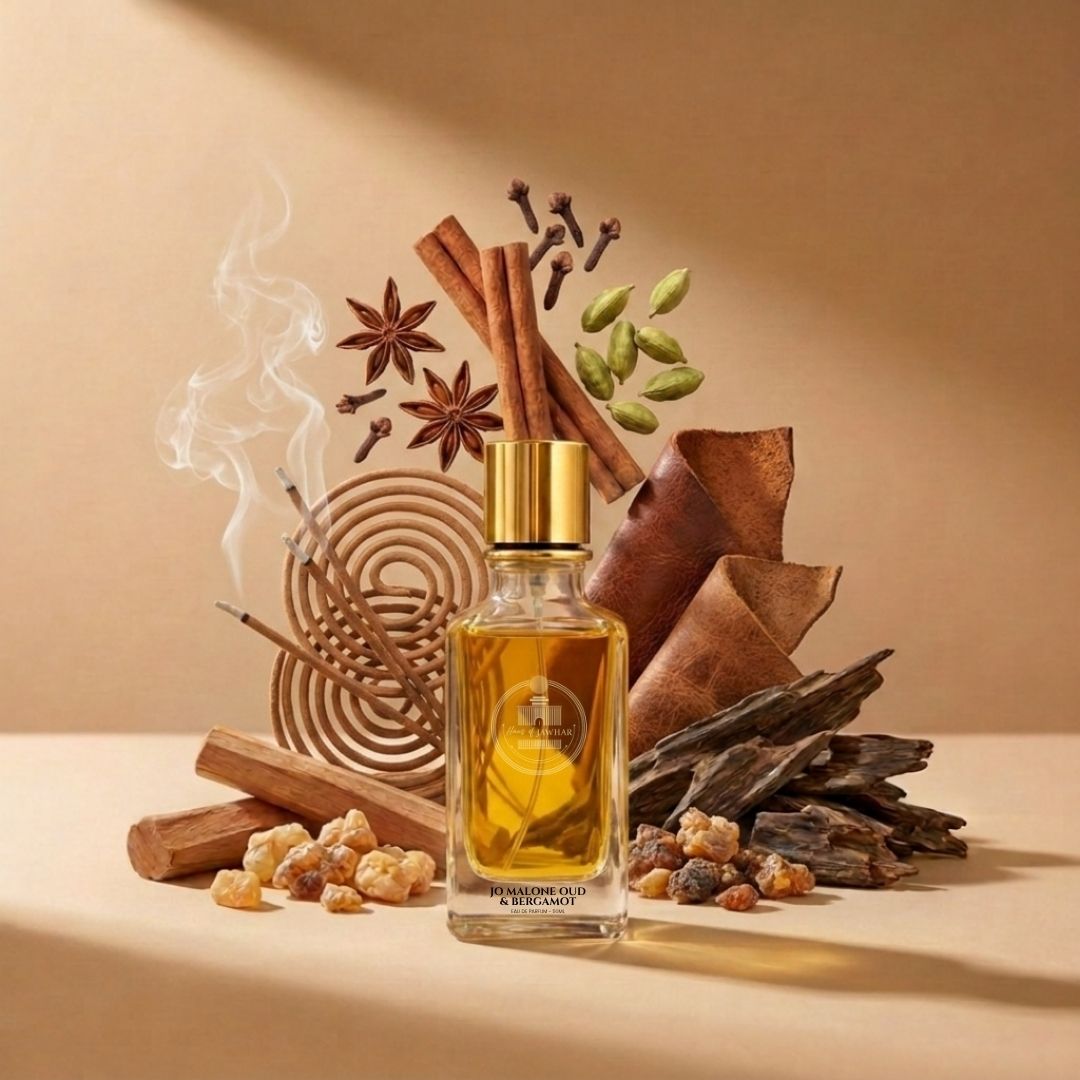 Jo Malone Oud & Bergamot by Haus Of Jawhar with bergamot, oud, leather, incense, cardamom, cinnamon, clove and amber notes.