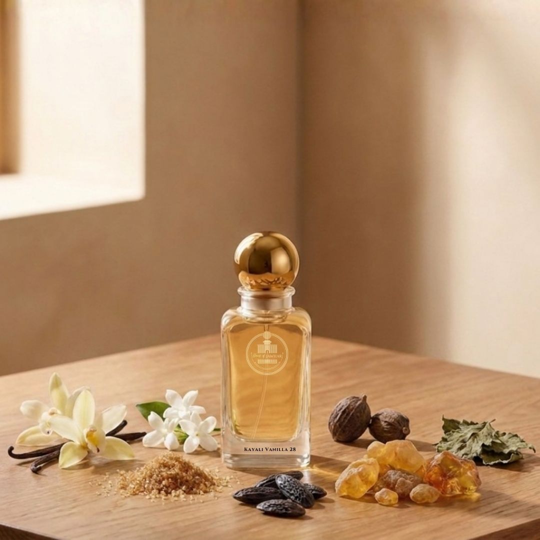 Haus Of Jawhar Kayali Vanilla 28 perfume bottle with vanilla, tonka bean, amber and musk fragrance notes.