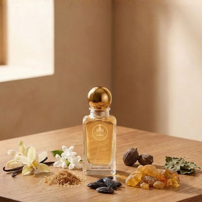 Haus Of Jawhar Kayali Vanilla 28 perfume bottle with vanilla, tonka bean, amber and musk fragrance notes.