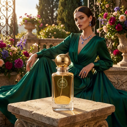Haus Of Jawhar Lancôme La Nuit Trésor perfume bottle in a luxury lifestyle setting.
