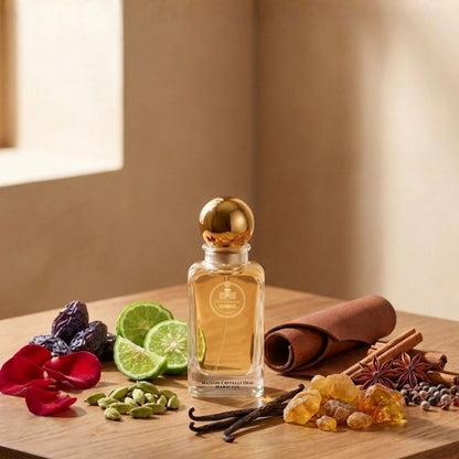 Haus Of Jawhar Maison Crivelli Oud Maracujá perfume bottle with passionfruit, oud, saffron and leather fragrance notes.