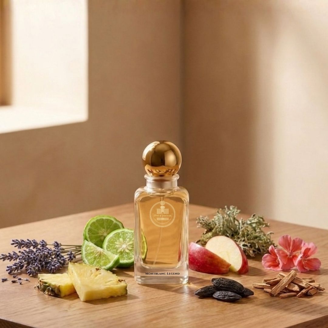 Haus Of Jawhar Montblanc Legend perfume bottle with bergamot, lavender, oakmoss and tonka bean fragrance notes.