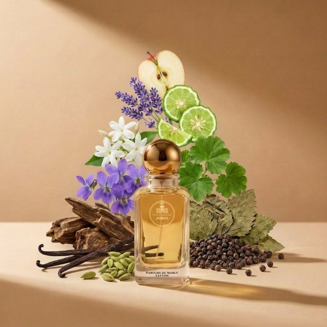 Haus Of Jawhar Parfums de Marly Layton perfume bottle with apple, lavender, vanilla and sandalwood fragrance notes.