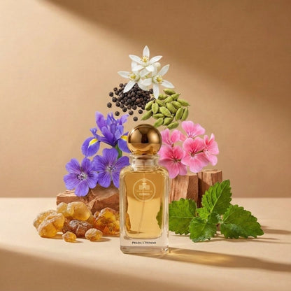 Haus Of Jawhar Prada L'Homme perfume bottle with neroli, iris, amber and sandalwood fragrance notes.