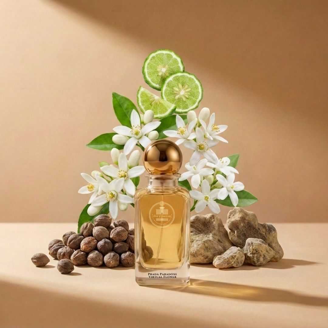 Haus Of Jawhar Prada Paradoxe Virtual Flower perfume bottle with bergamot, jasmine, neroli and musk fragrance notes.