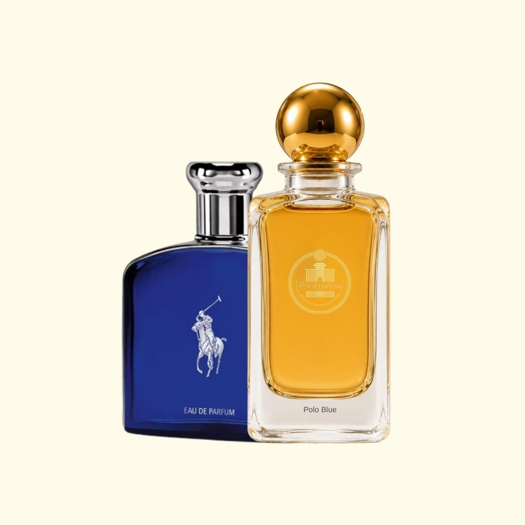 Haus Of Jawhar Polo Blue perfume bottle with Polo Blue fragrance reference.