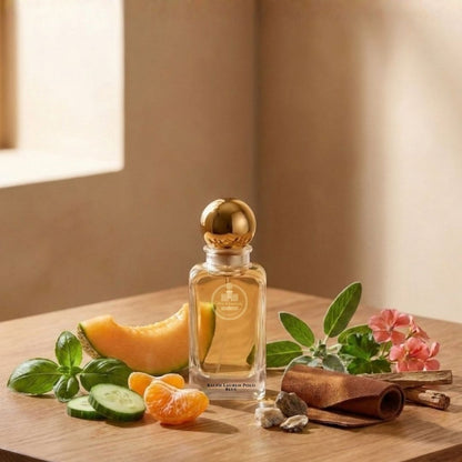 Haus Of Jawhar Ralph Lauren Polo Blue perfume bottle with melon, cucumber, basil and suede fragrance notes.