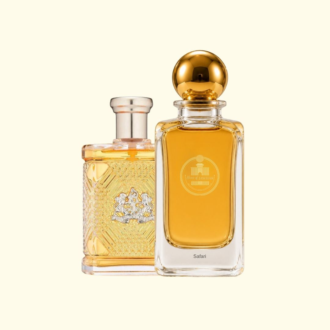 Haus Of Jawhar Safari perfume bottle with Safari fragrance reference.