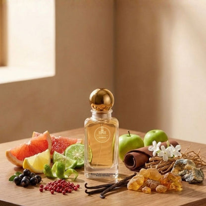 Haus Of Jawhar Roja Elysium Pour Homme perfume bottle with grapefruit, vetiver, juniper and ambergris fragrance notes.