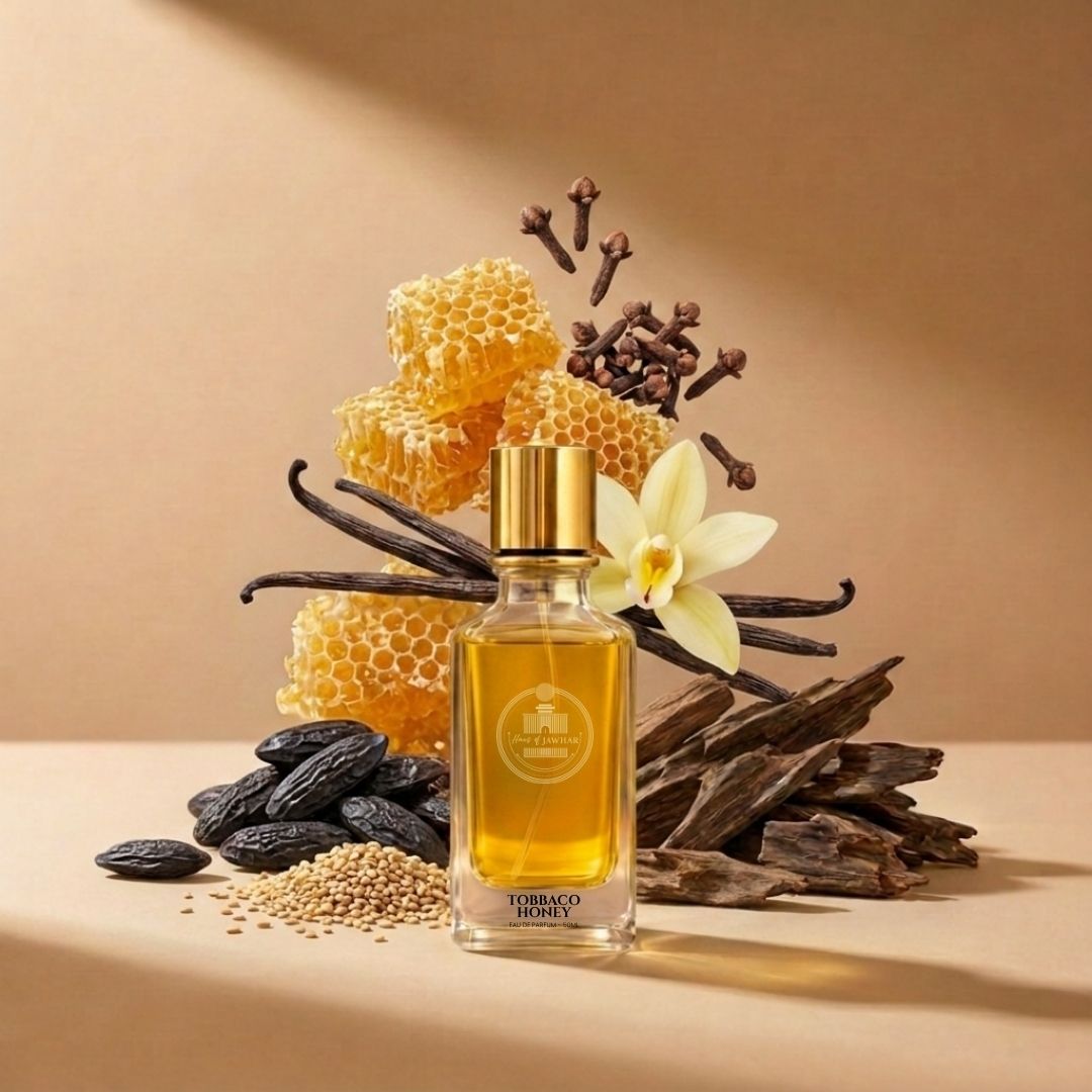 Tobacco Honey by Haus Of Jawhar with honey, tobacco, vanilla, clove, tonka bean, sesame and oud notes.