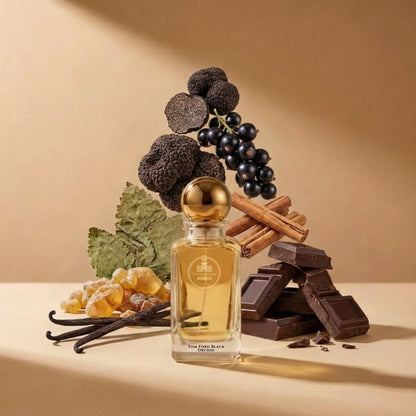 Haus Of Jawhar Tom Ford Black Orchid perfume bottle with black truffle, orchid, patchouli and vanilla fragrance notes.