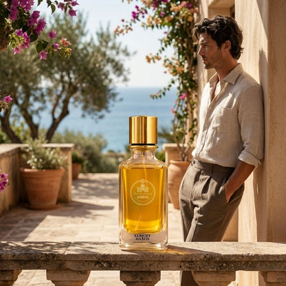 Haus Of Jawhar Xerjoff Naxos perfume bottle in a luxury lifestyle setting.