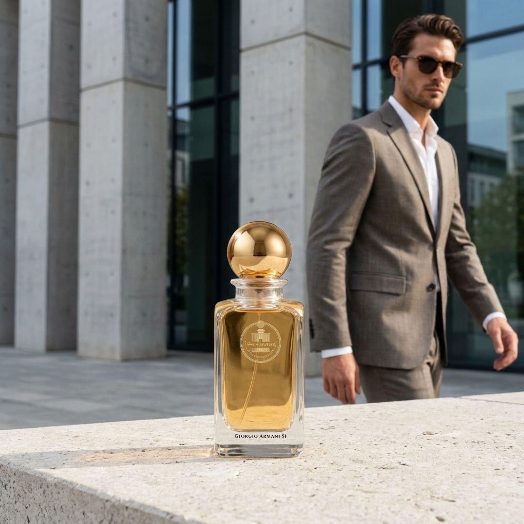 Haus Of Jawhar YSL Y perfume bottle in a luxury lifestyle setting.